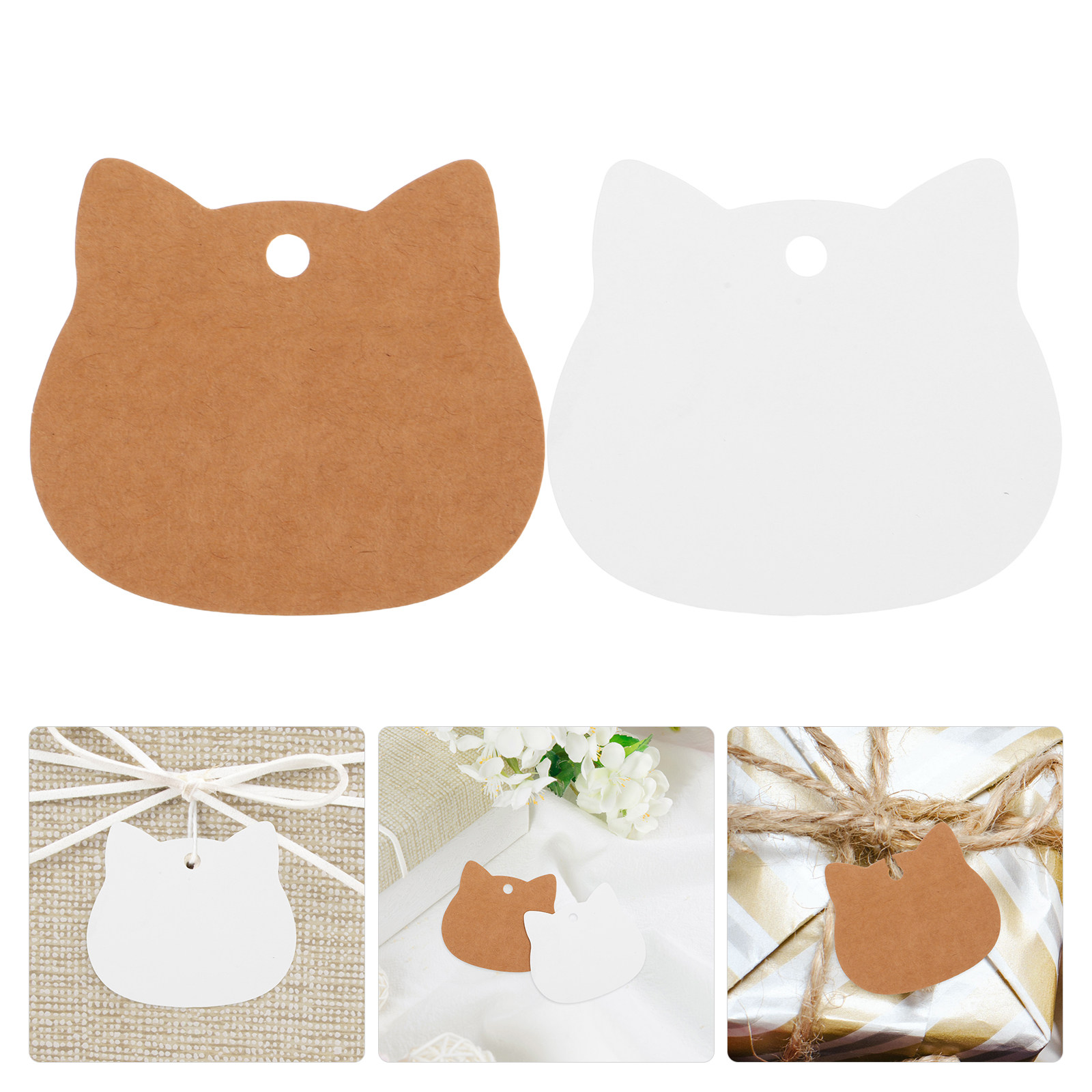 Kraft Hang Tag - 200Pcs Cat Head Kraft Paper Tags