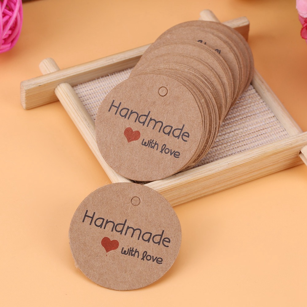 100pcs Price Tag Brown Handmad - đánh giá và giá Kraft Hang Tag
