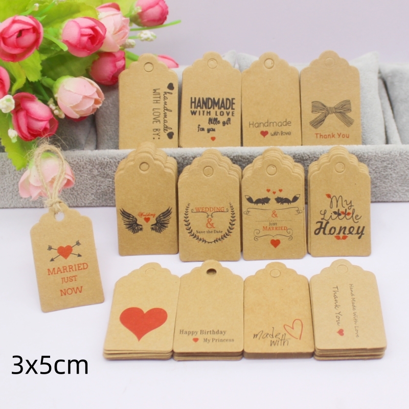 100pcs+100string 3x5cm white/k - đánh giá và giá Kraft Hang Tag