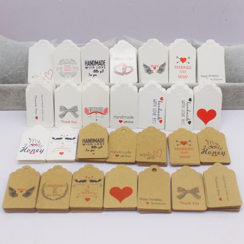 100pcs+100string 3x5cm white/k - đánh giá và giá Kraft Hang Tag