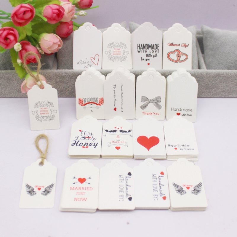 100pcs+100string 3x5cm white/k - đánh giá và giá Kraft Hang Tag